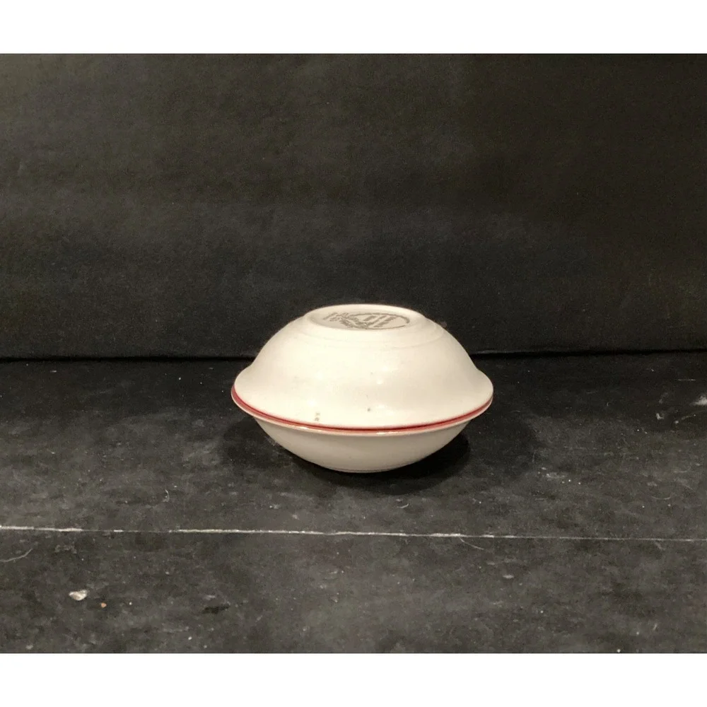 Lifetime China Co Burgundy w White Magnolia Semi-Vitrous 2 Dessert Berry Bowls